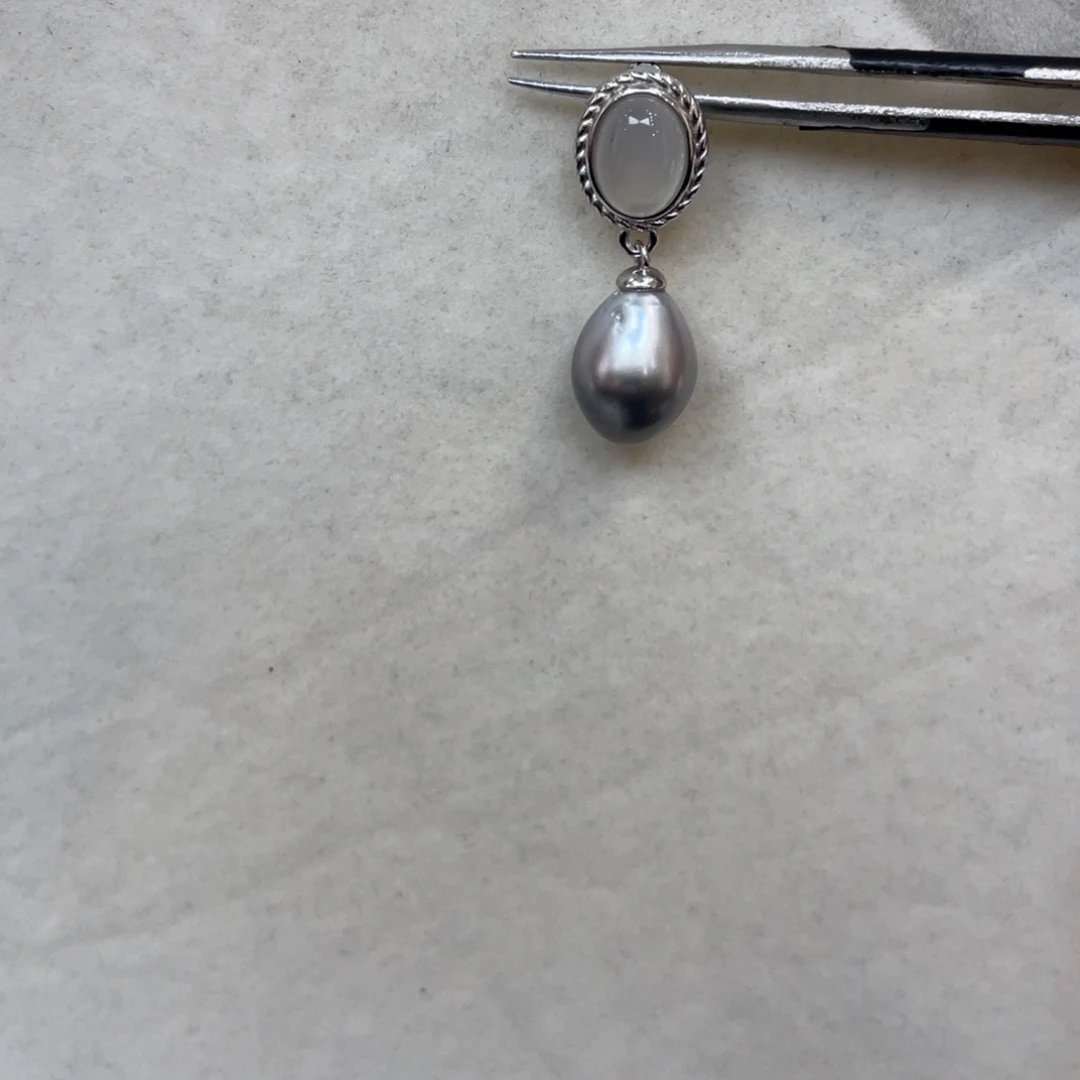银S925镶嵌海水珍珠吊坠(不含链)
