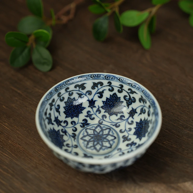 【栗子严选】墨舍柴窑金刚缠枝莲圆底普洱杯moshe288