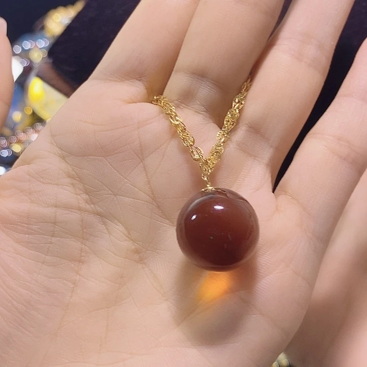 蓝珀银S925镶嵌珠宝奇石墨西哥红蓝吊坠17