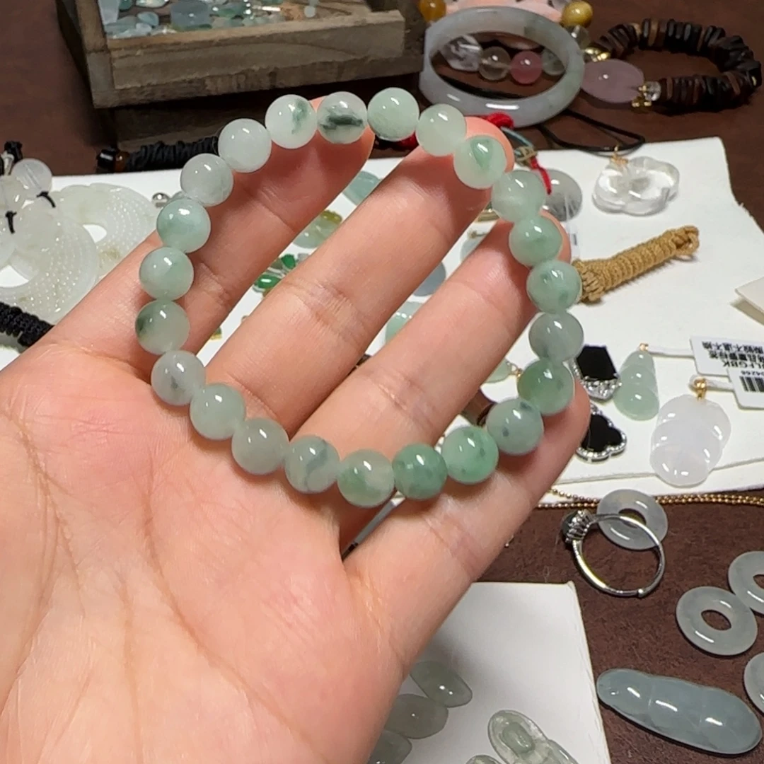 石英质玉合金手饰7.8珠串