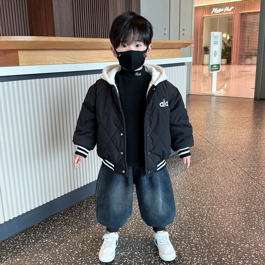 儿童冬装棉服2025新款冬季男童加厚棉衣外套潮酷男宝加绒保暖衣服
