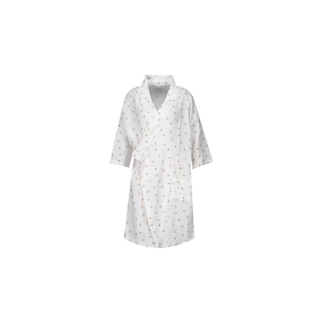 【泡泡棉纱睡袍】纯棉 纱布汗蒸服衣绑带睡裙家居服WT42AXWK001
