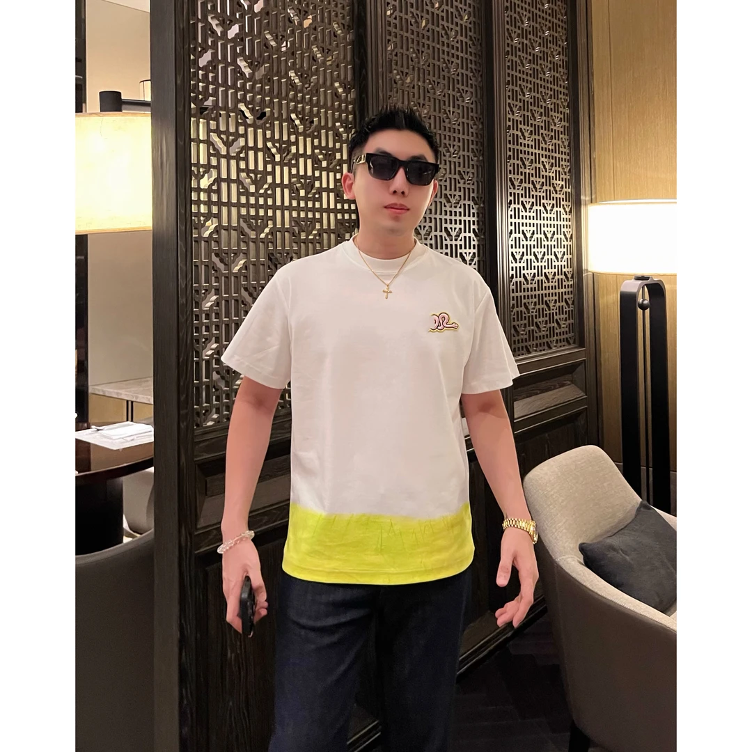 【金蛇渐变】25春夏扎染工艺手擦渐变刺绣短袖T恤印花半袖男士