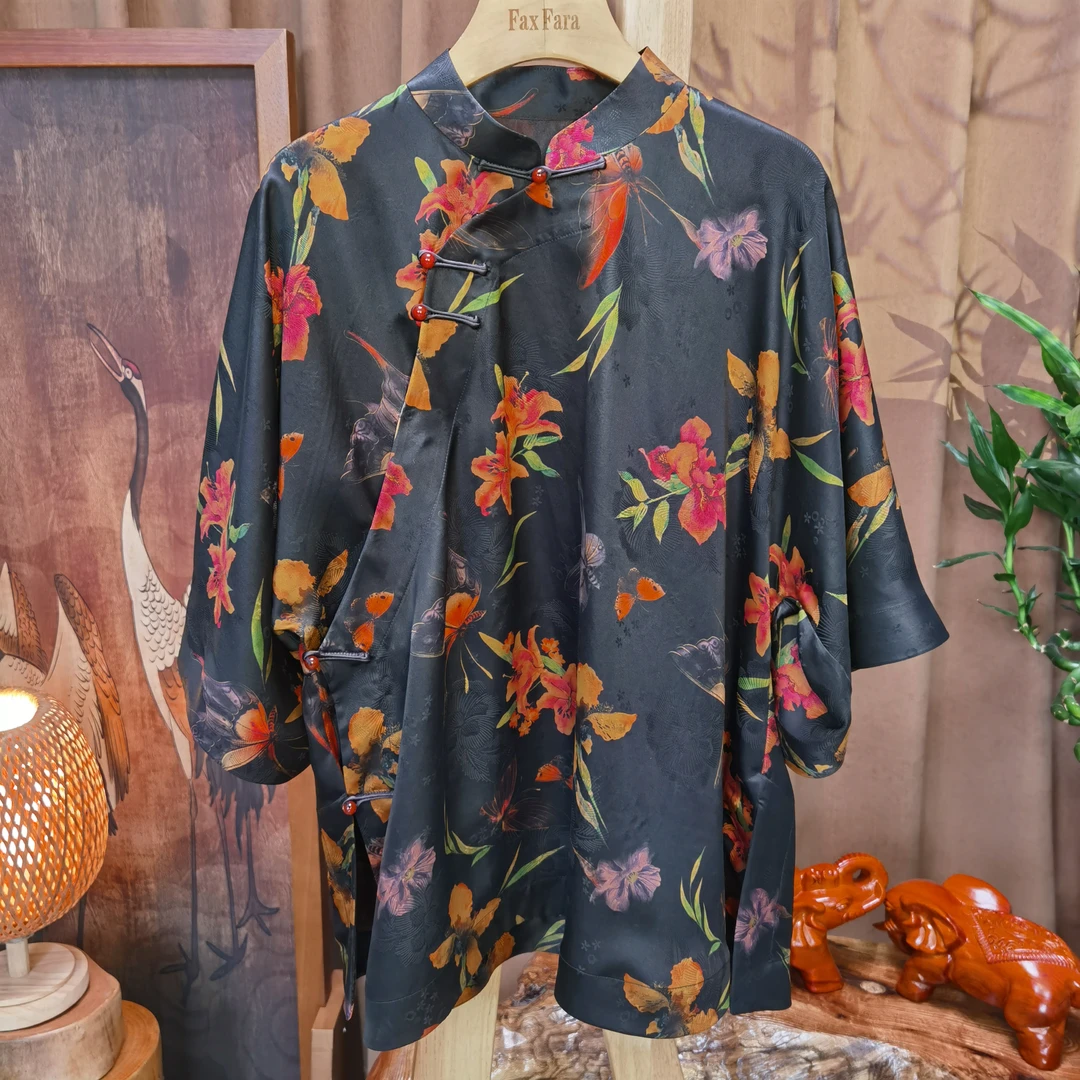 富美国风香云纱太太服F0065红百合