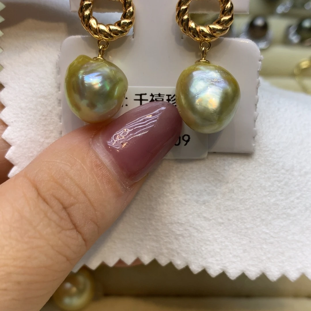 银S925镶嵌耳饰海水珍珠