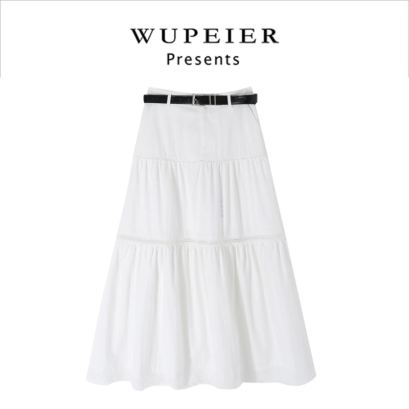 【灵境仙踪】白色半身裙子女2025新款春a字长裙蛋糕裙.-Y5SQ8470F