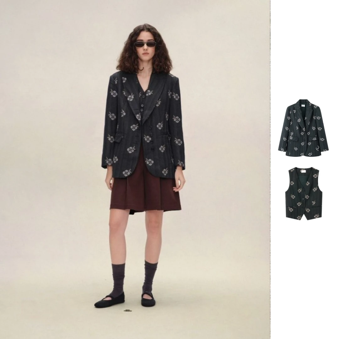 Vena label   25秋季新品休闲薄款马甲无袖VE07/印花西服BS03