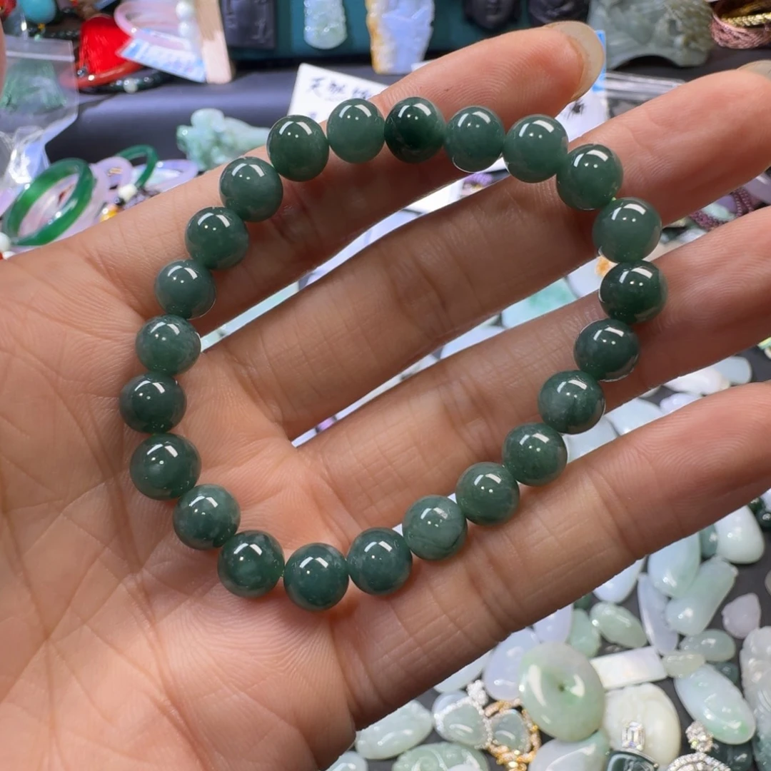 翡翠未镶嵌手串纯天然翡翠A货卡8手串
