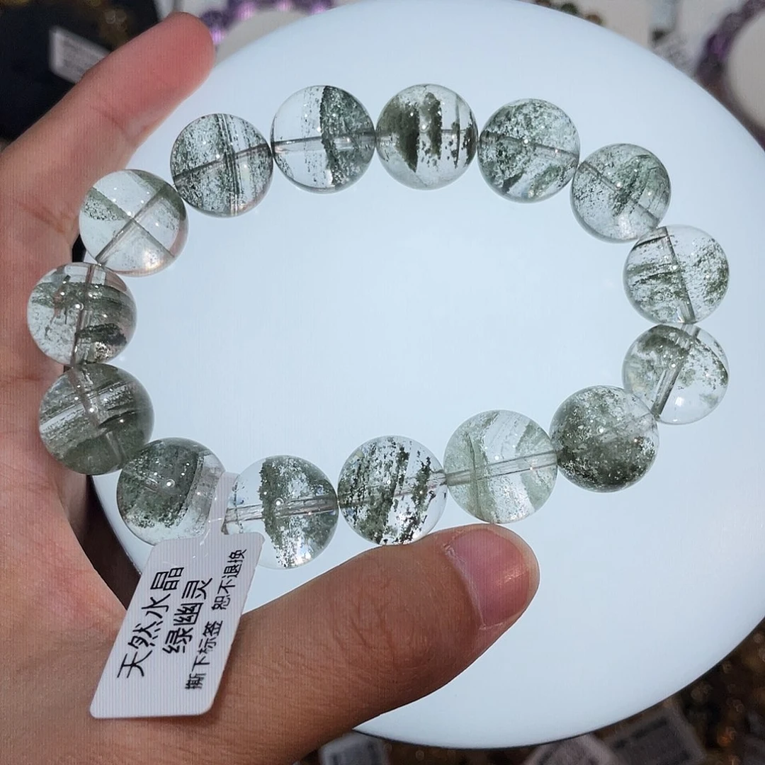未镶嵌水晶手链巴西绿幽灵14mm