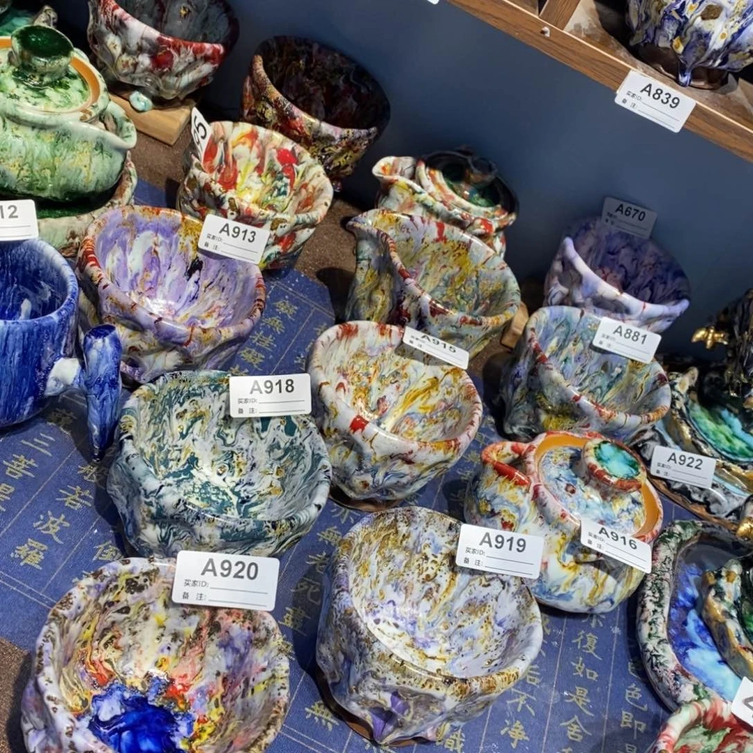 瓷片静沐焰志野主人杯七彩岩矿志野烧