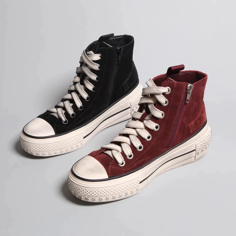 百搭 保暖时尚厚底防滑鞋底舒服内加绒高帮女鞋休闲鞋板鞋运动鞋