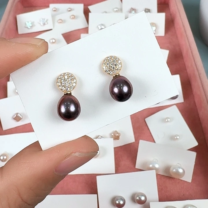 淡水珍珠耳饰银S925镶嵌