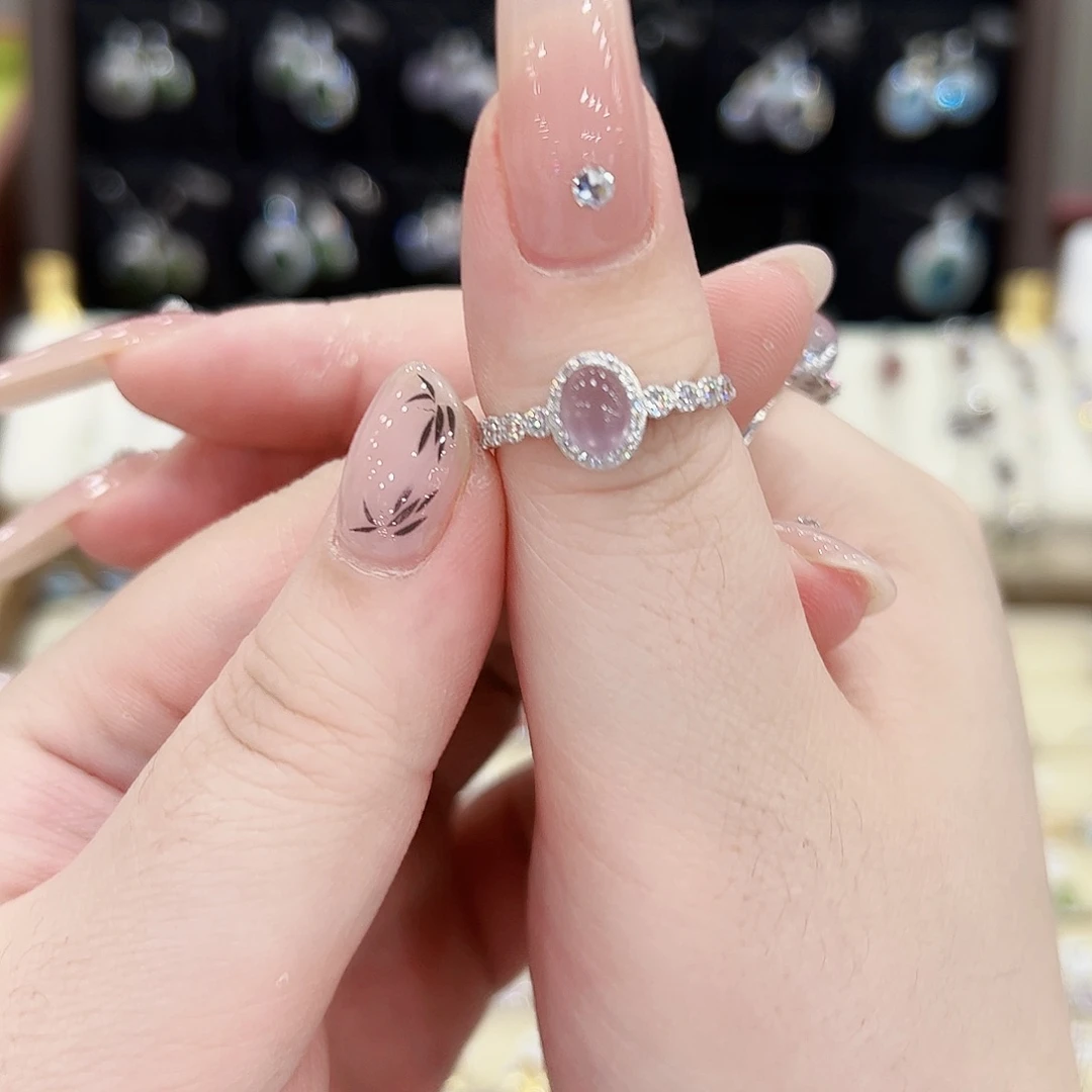 萤石戒指银S925镶嵌