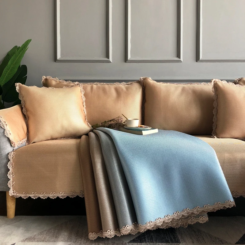 【全冰丝蕾丝边】 北欧简约现代夏季冰丝凉席沙发垫坐垫
