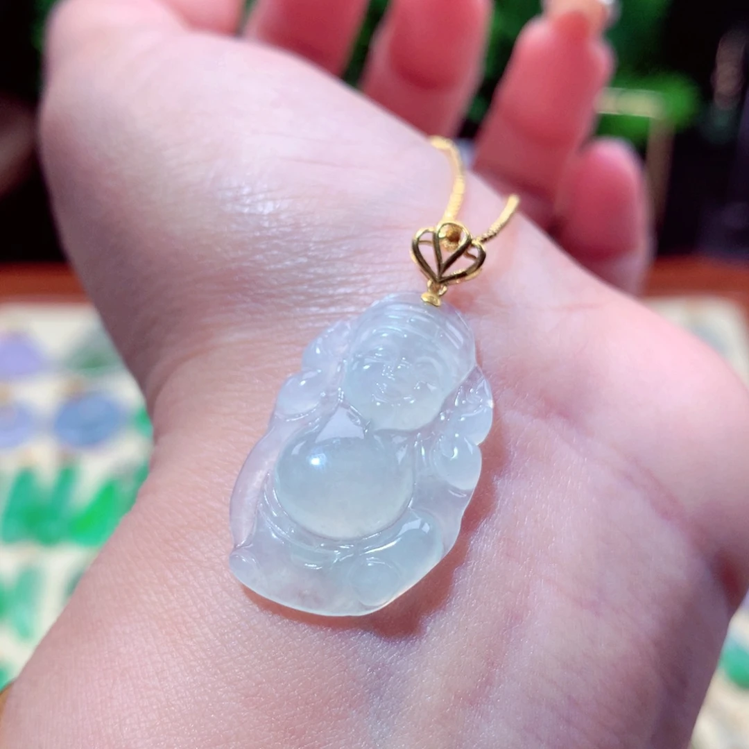 翡翠吊坠(不含链)18K金镶嵌