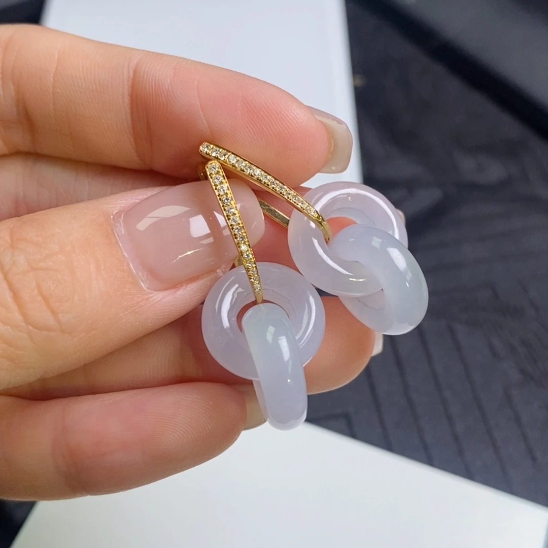 翡翠18K金镶嵌耳饰双环➕经典款耳包