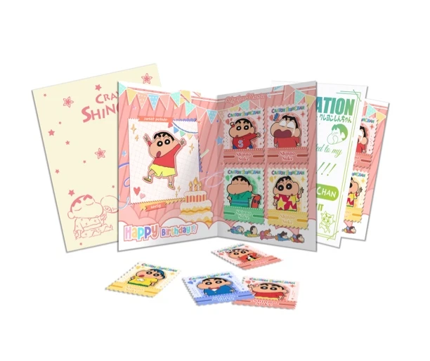 【宠粉福福】喵谷文创 蜡笔小新大孩子的派对邮票集邀请函默认代拆