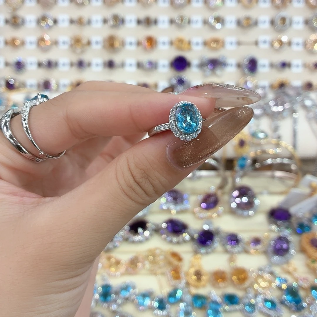 静****银S925镶嵌戒指托帕石