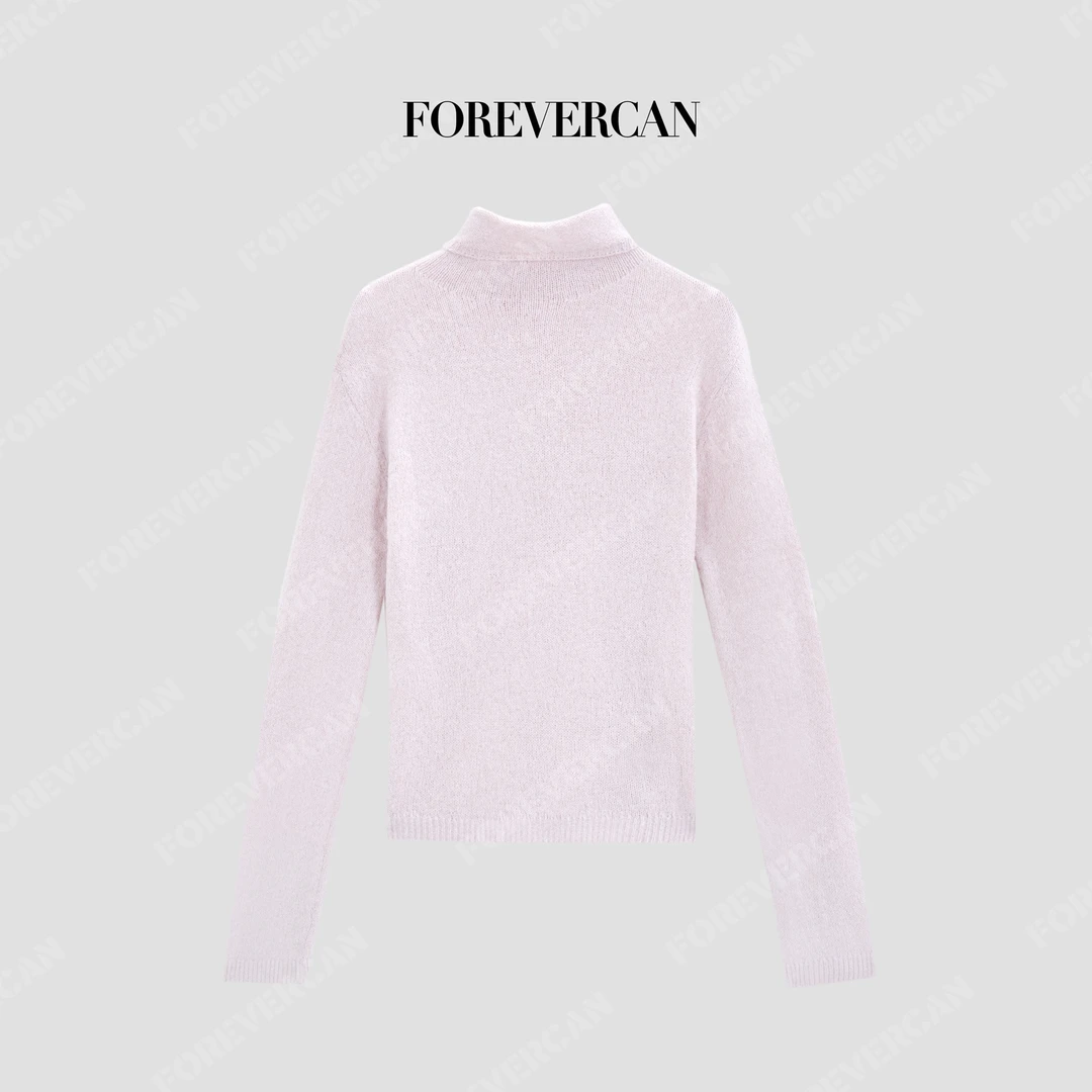 FOREVERCAN“粉黛绮梦”知识分子高领软糯针织打底毛衣MY10154B