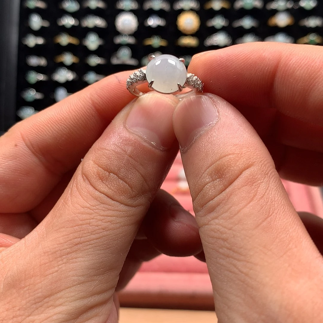 不****翡翠银S925镶嵌戒指63