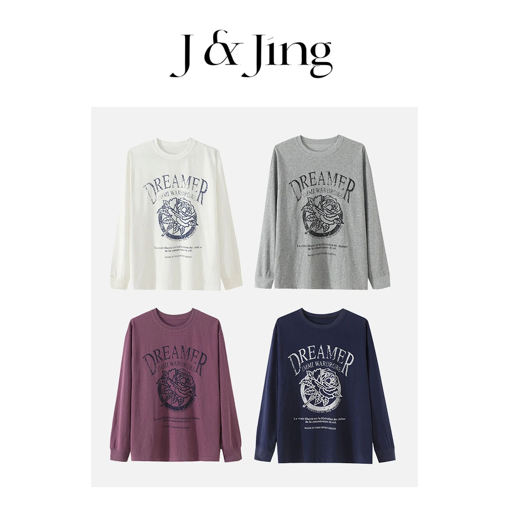 J&Jing-「玫瑰低语」-春款上新~超薄复古玫瑰面膜T恤11865