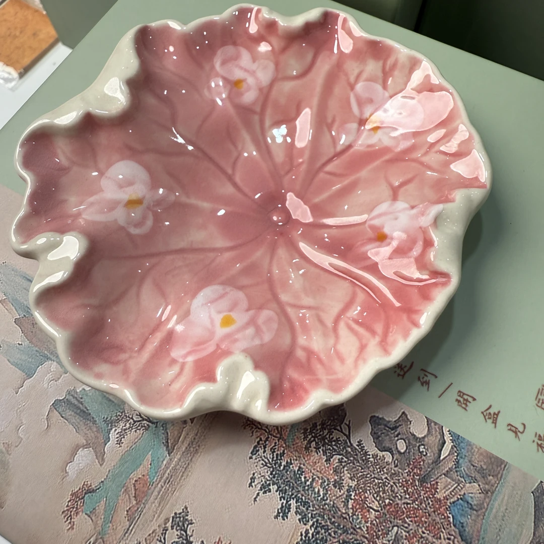 【闲鹤斋·万花瓷墨碟】景德镇高白泥手绘高温万花瓷