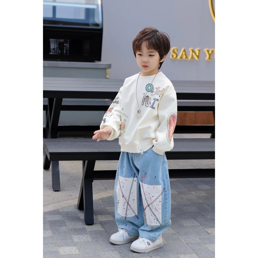 【现货】伟伟同款【有点东西】2025春季新款儿童卡通卫衣WW0534