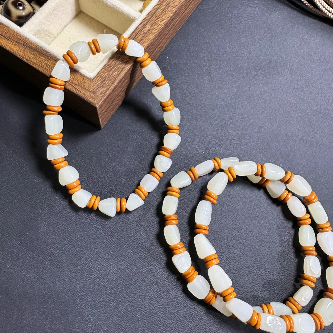 和田玉精美原石随形手链 女士手串百搭款多样性发货玉手串气质