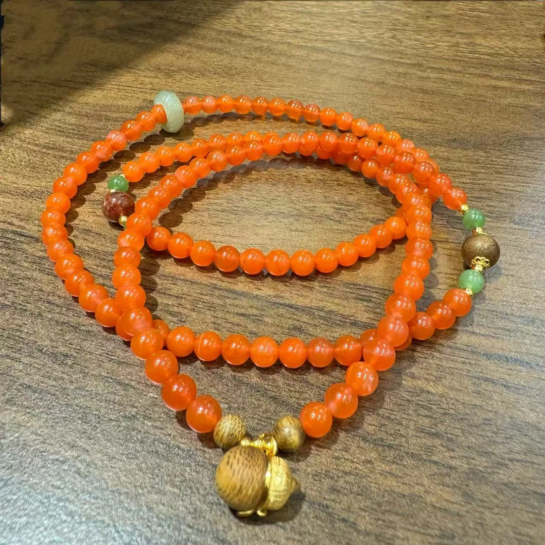 天然南红玛瑙diy颈饰-珠径5+mm-NH144-不退不换