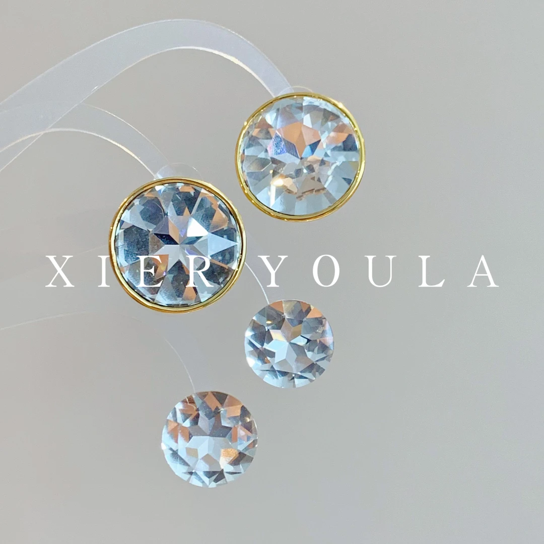 铜合金合成锆石耳饰 【喜儿ula】4-17-1闪耀圆形多切面气质百搭耳钉