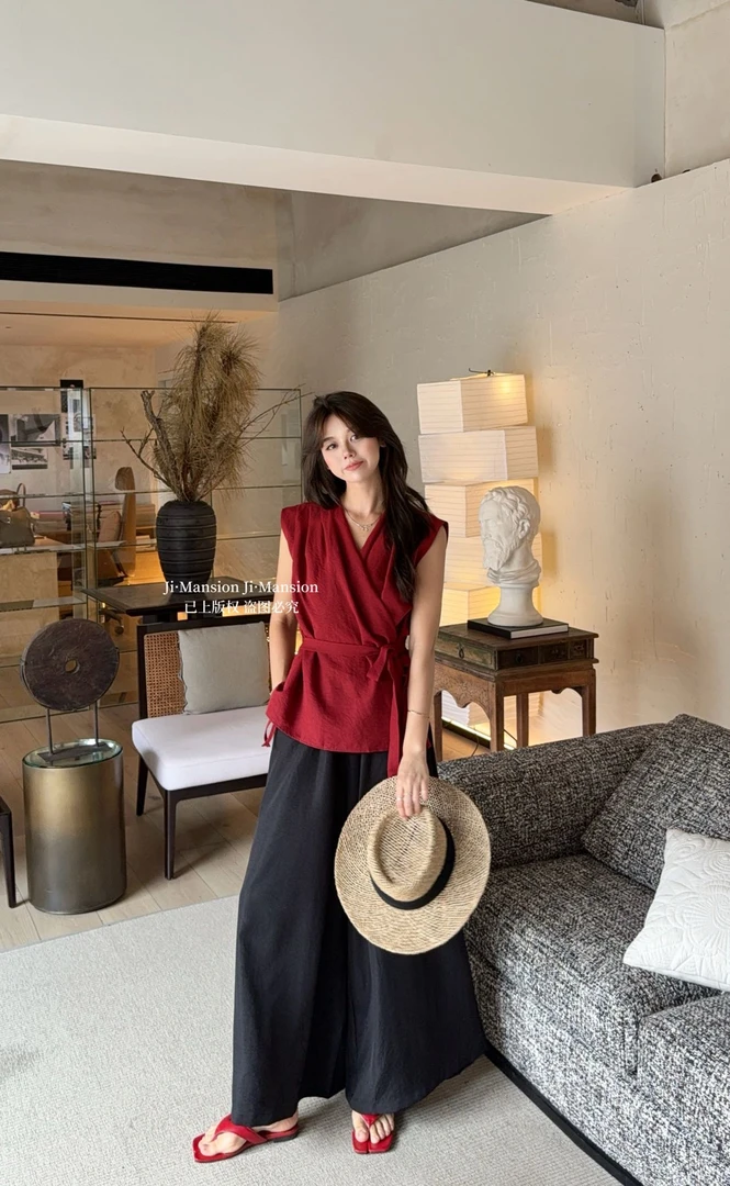 宽松型拼接夏季衬衫高腰休闲韩版设计感