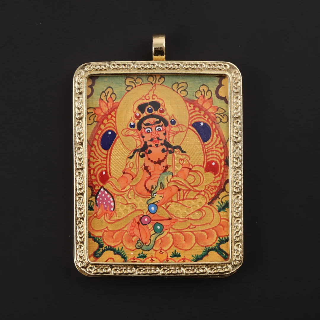 S2397 金底唐卡纯手绘方形藏式挂牌挂饰吊坠