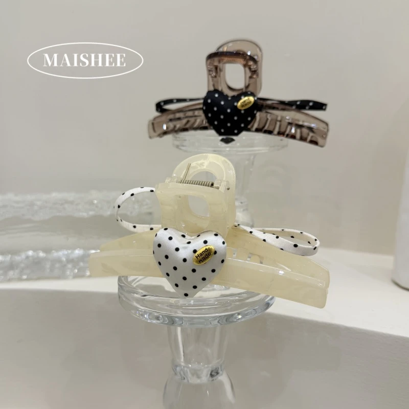 韩国新款高级感爱心波点抓夹女后脑勺13cm发鲨鱼夹发抓发饰Z0101