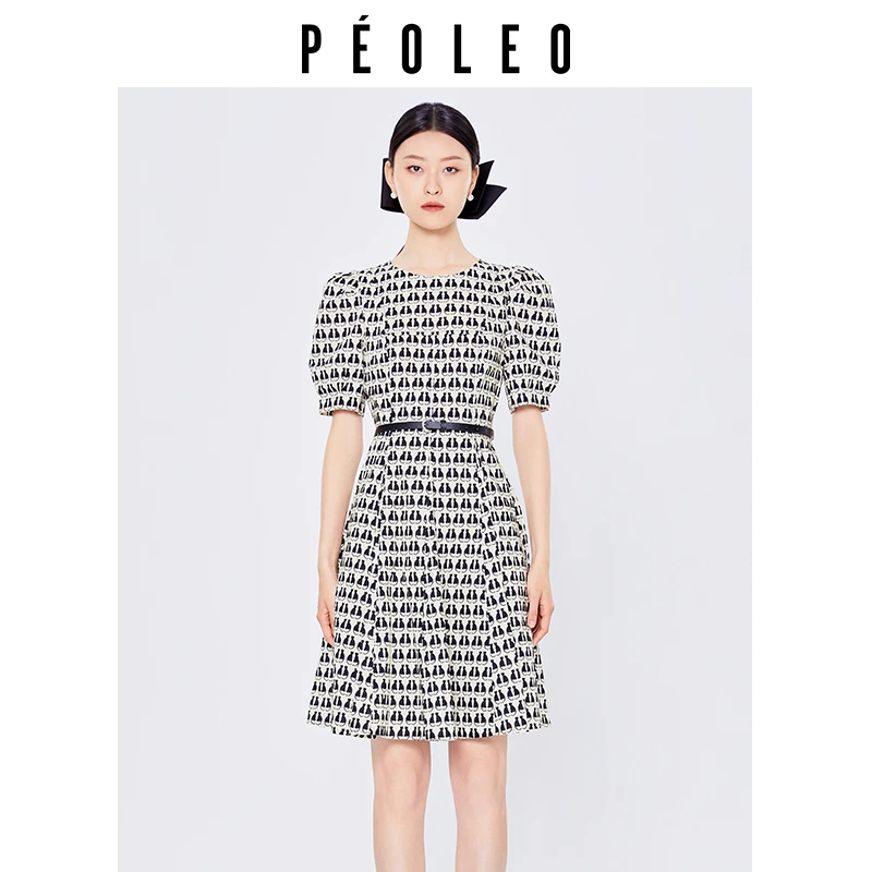 【诗语专属】飘蕾夏季小香风印花连衣裙DK4112612