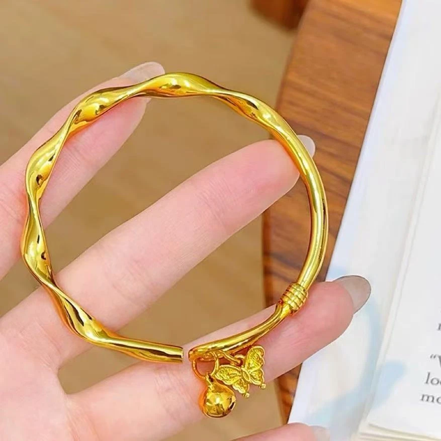 莫比乌斯小蝴蝶铃铛开口手镯c40