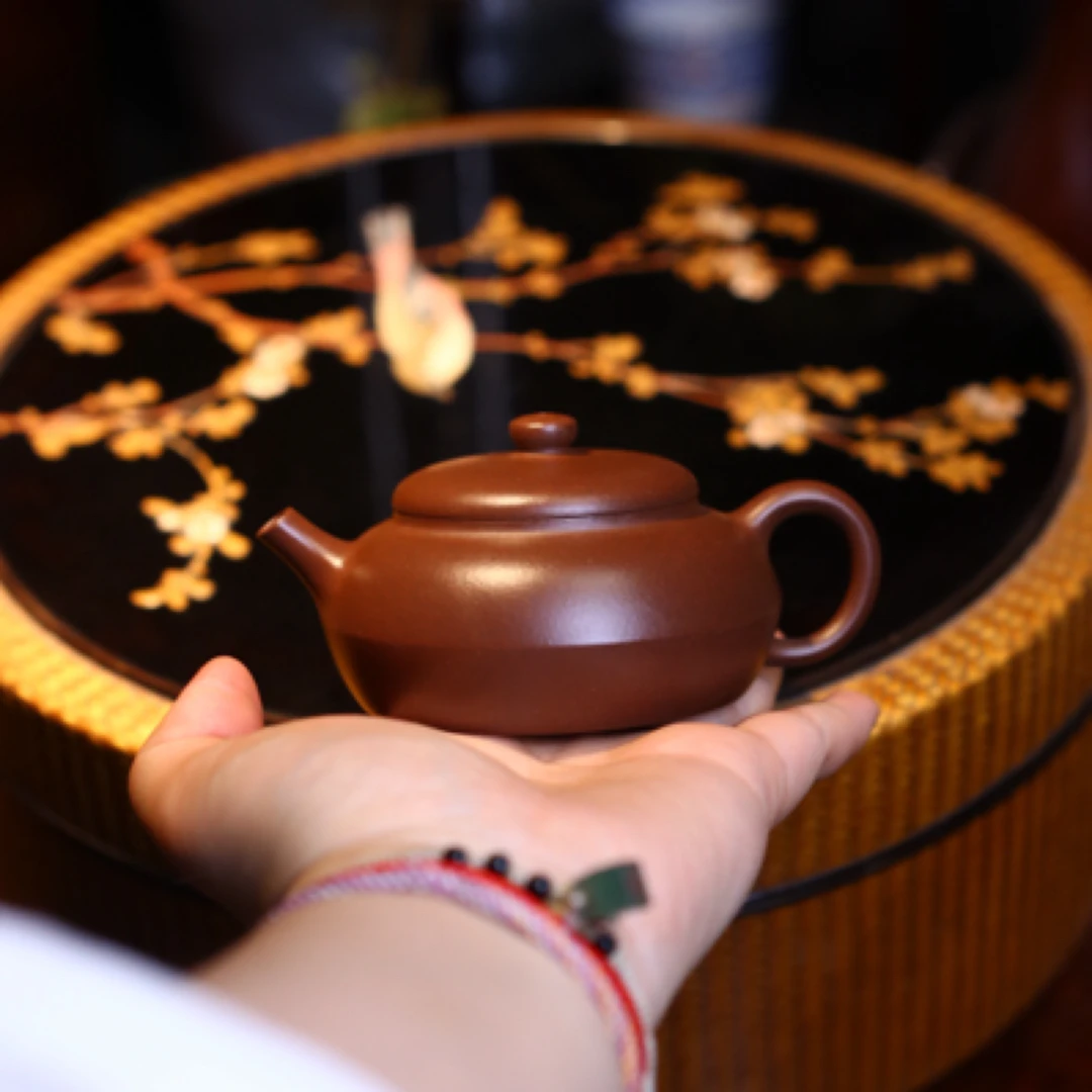 宜兴紫砂壶合欢紫泥经典设计茶具收藏佳品