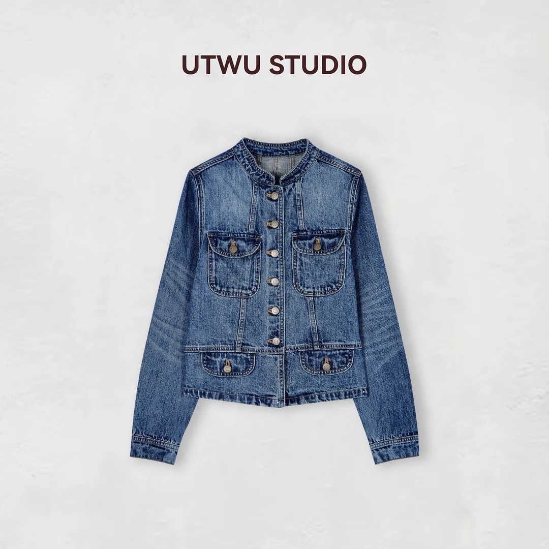 小敏「丹宁牛仔」1oo进口棉工装设计单排扣牛仔外套UTAW1040
