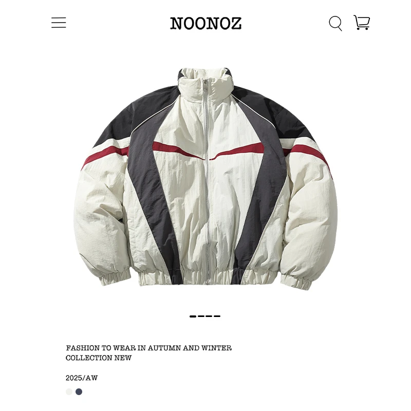 NOONOZ潮牌解构撞色廓形立领棉衣男冬季美式中性风保暖面包服棉服