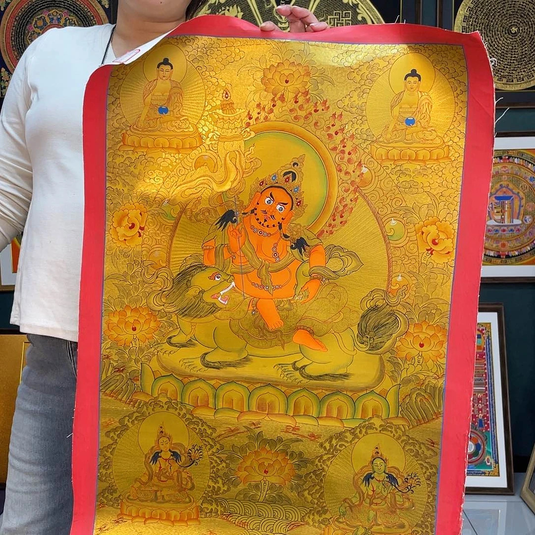 卷轴画财宝天手绘金箔唐卡