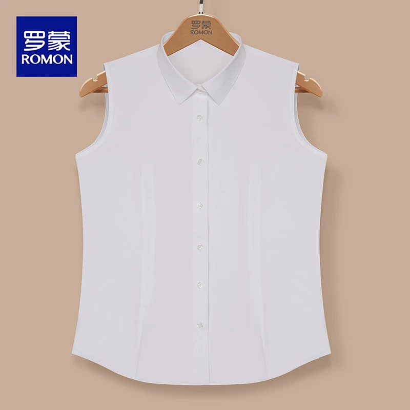 无袖衬衫上衣女款百搭夏季时尚通勤简约衬衣领子内搭打底衫背心