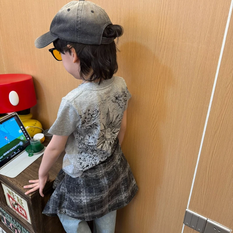 2025春夏新款儿童刺绣印花洋气百搭柔软夏季薄款休闲T恤短袖2577