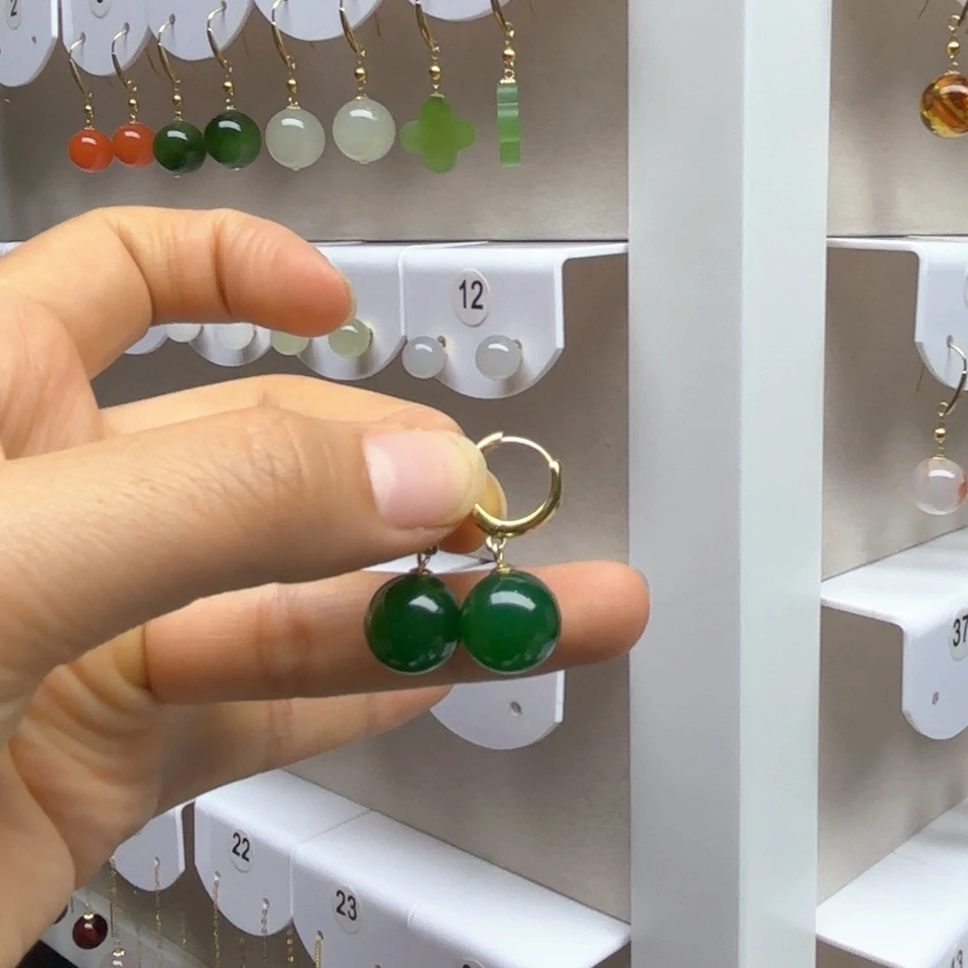 玛瑙/玉髓耳环银S925镶嵌