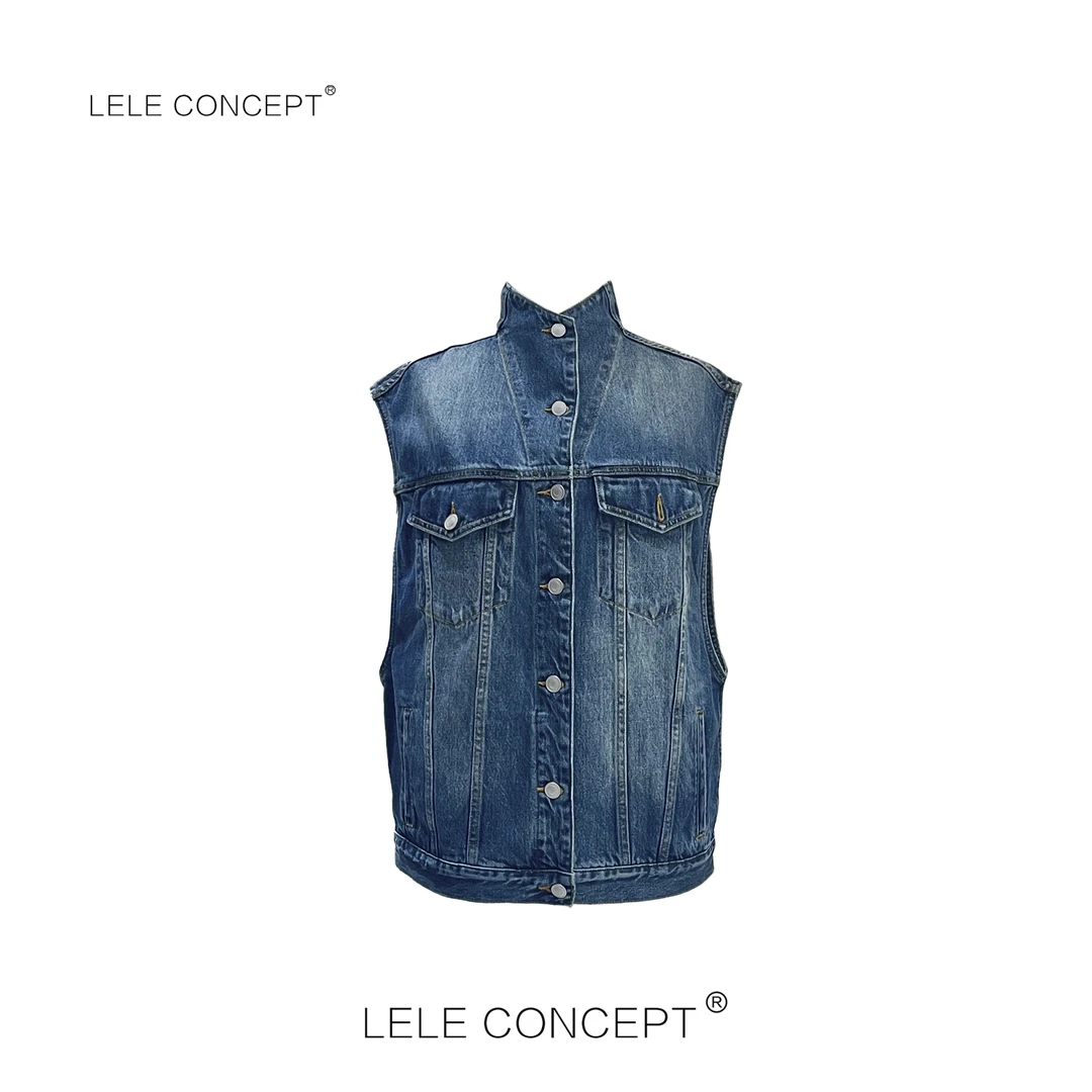 LELE CONCEPT丨「春款上新」休闲百搭立领牛仔马甲S0914