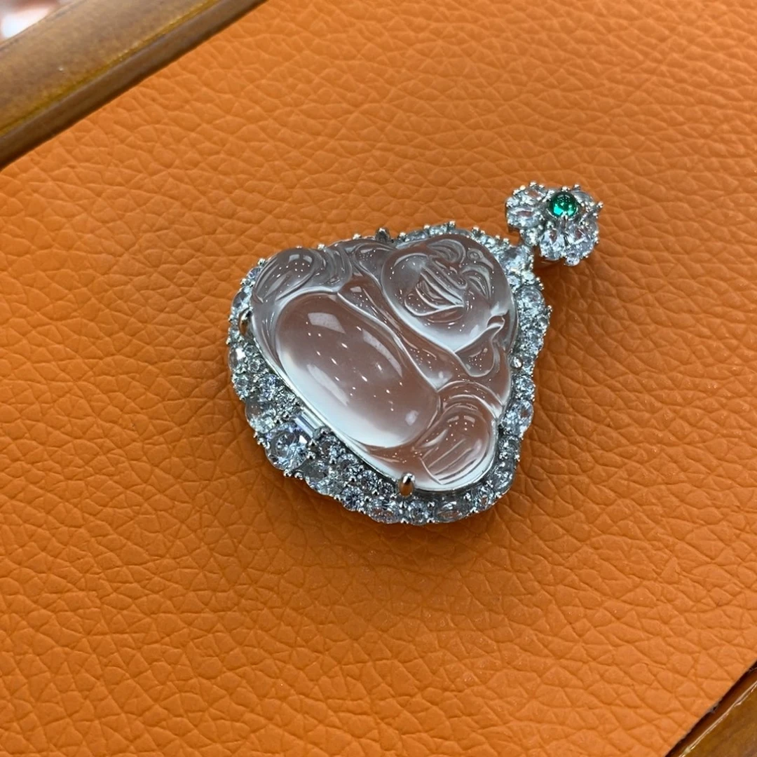 石英质玉吊坠(赠链)银S925镀金镶嵌就**。