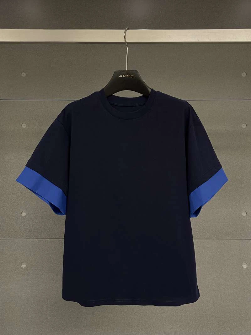 南油LQ大版型T恤拼接衬衫袖口重磅时尚百搭韩版设计师