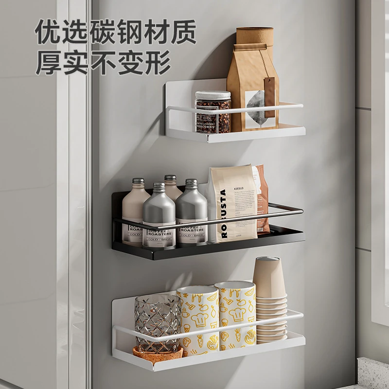 冰箱磁吸置物架侧面收纳架厨房磁铁多功能免打孔保鲜膜调味料架子
