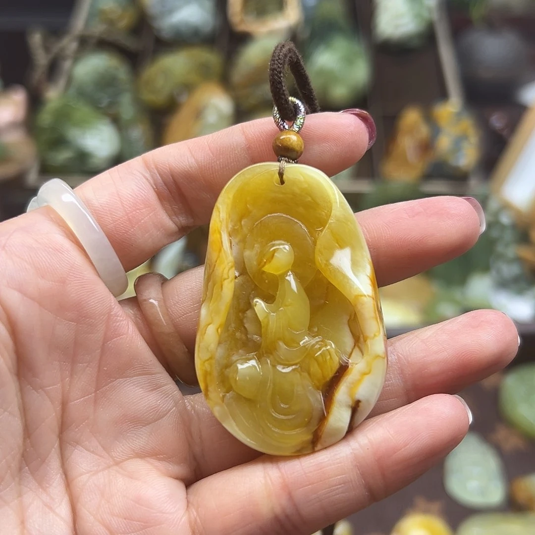 岫玉未镶嵌颈饰花玉悟道