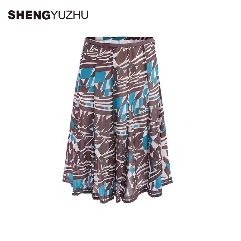 Shengyuzhu/声雨竹花色半身显瘦半身裙A字裙高级垂感裙子气质百搭