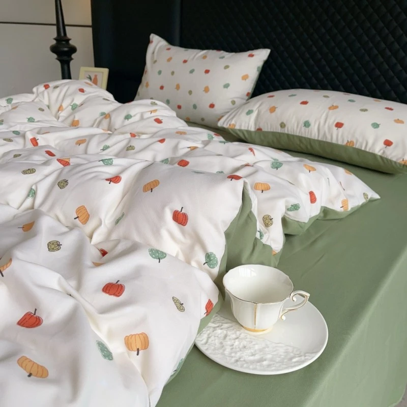 针织双层纱A类柔软透气四件套磨毛宿舍被套被罩