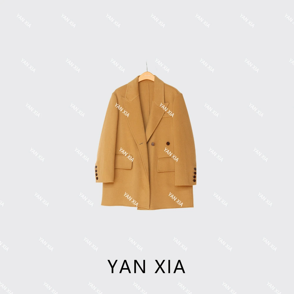 赫本风 双面全羊毛秋冬季中长款大衣时尚简约   XG0002